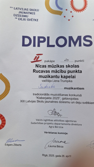 Nīcas Mūzikas skolas Rucavas mācību punkta tradicionālās muzicēšanas kapela piedalījās tradicionālās muzicēšanas 