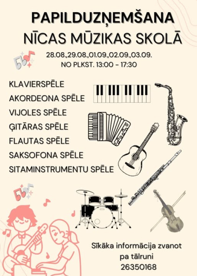Papilduzņemšana Nīcas Mūzikas skolā