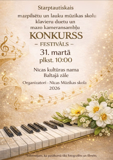 Starptautiskais mazpilsētu un lauku mūzikas skolu klavieru duetu un mazo kameransambļu konkuess - festivāls Nīcā